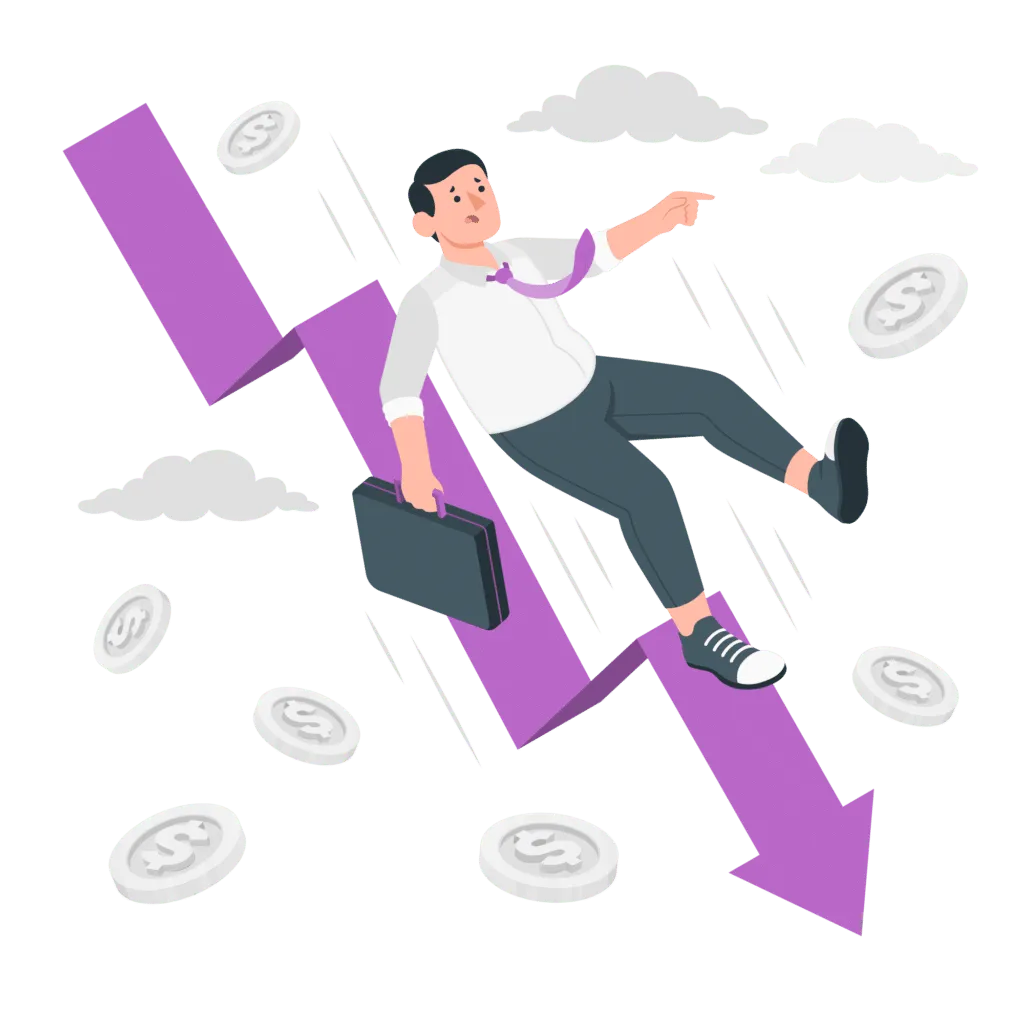 A user falling in a downward trajectory